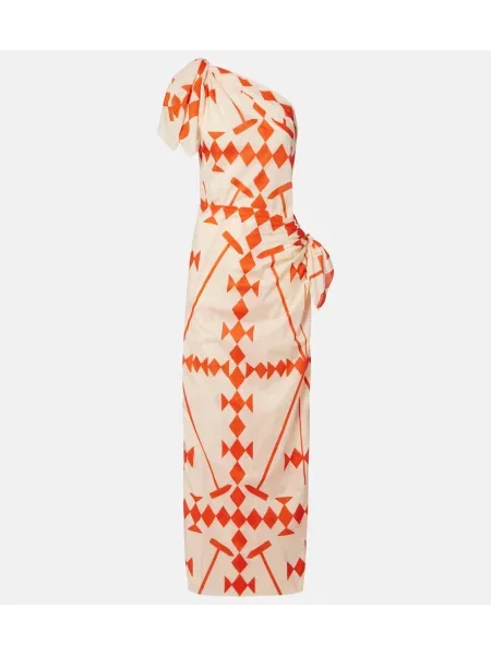 Rochie midi Johanna Ortiz cu imagine până la genunchi din poplin alb