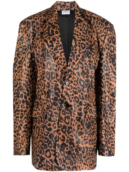 Sacou Vetements din piele cu imagine cu model leopard maro