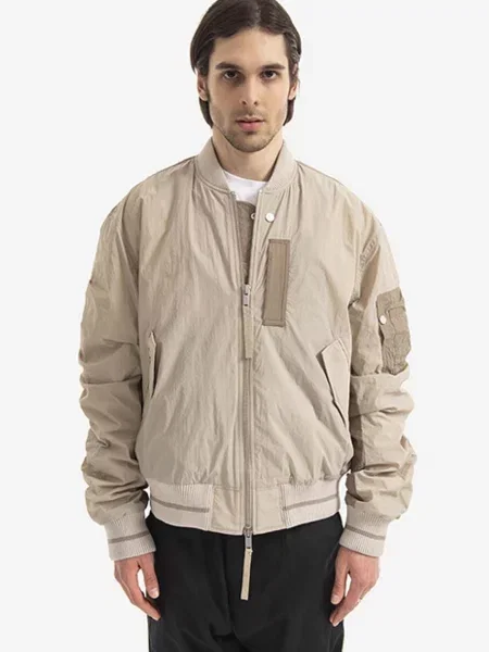 Tom Wood geacă bomber Purth Bomber Patched bărbați de tranziție bej