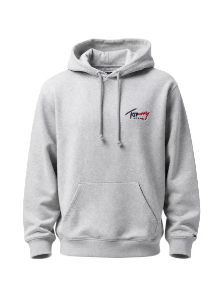 Geacă de blugi Tommy Hilfiger cu glugă cu autograf gri