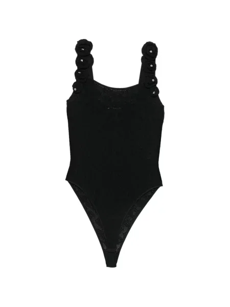 Top Sandro cu model floral tricotate cu aplicații negru