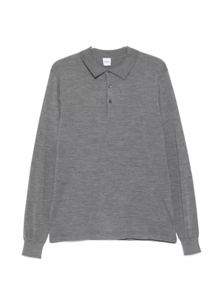 Lung tricou polo Aspesi gri
