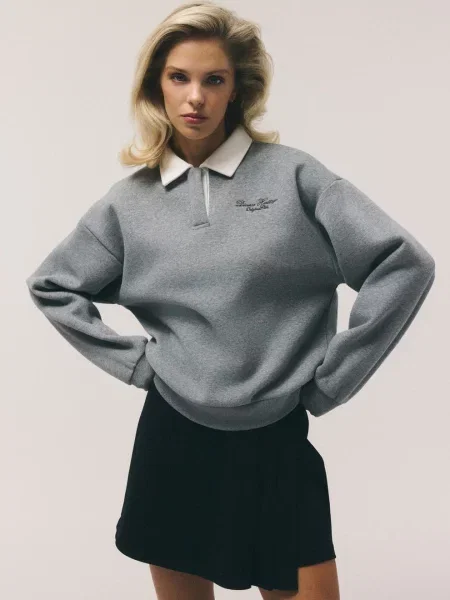 Світшот DIVERSE Zowra бавовна/поліестер сірий