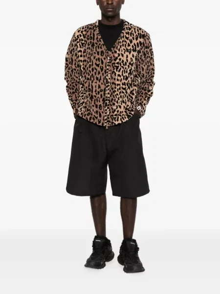 Geacă A Bathing Ape® cu model leopard cu decolteu în V maro