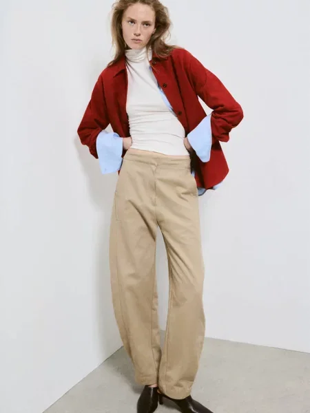 Zamszowa koszula oversize Kobieta M MANGO czerwony