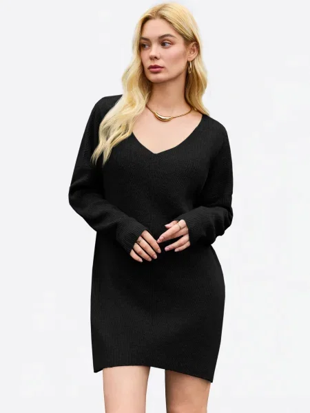 Imily Bela Rochie tricotat amestecat negru