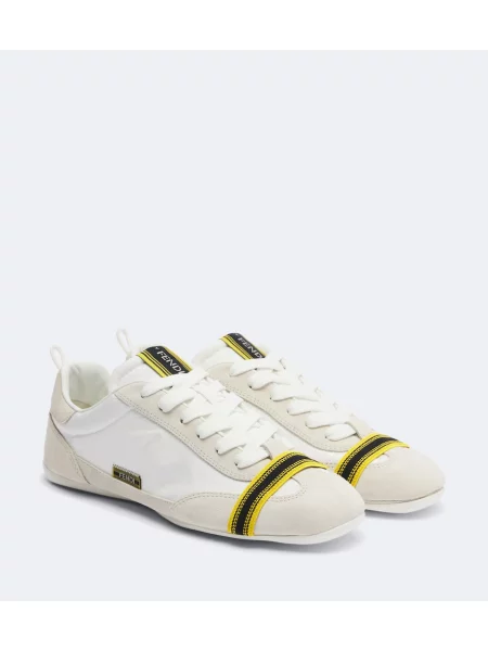 Sneakerși Fendi din piele de căprioară plic alb