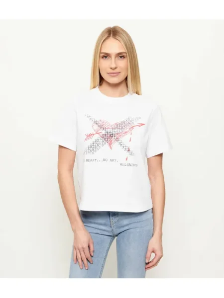 AllSaints Tricou HEARTACHE LISA | regular fit alb