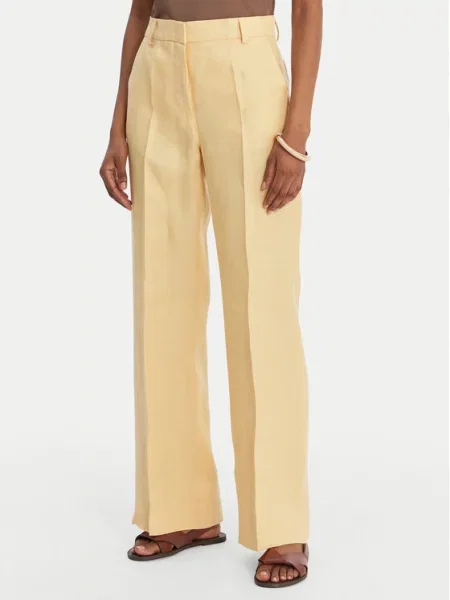 Weekend Max Mara Medžiaginės kelnės Malizia Straight Fit geltona