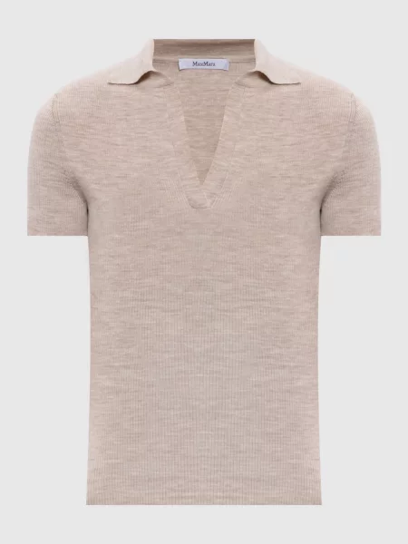 Топ ALBERO з вовни в рубчик Max Mara бежевий