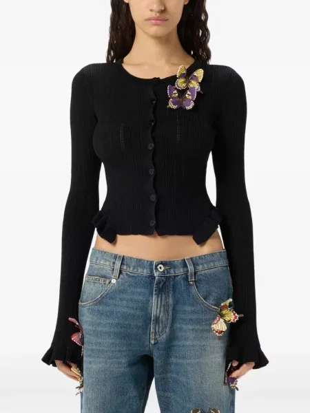 Cardigan Blumarine cu nervuri negru