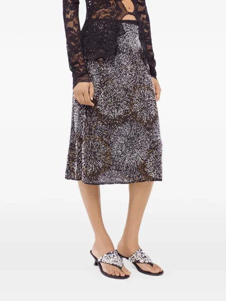 Fustă Rabanne cu broderie din crep negru