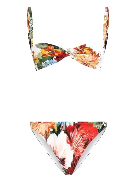 Costum de baie Dolce & Gabbana cu model floral cu imagine alb