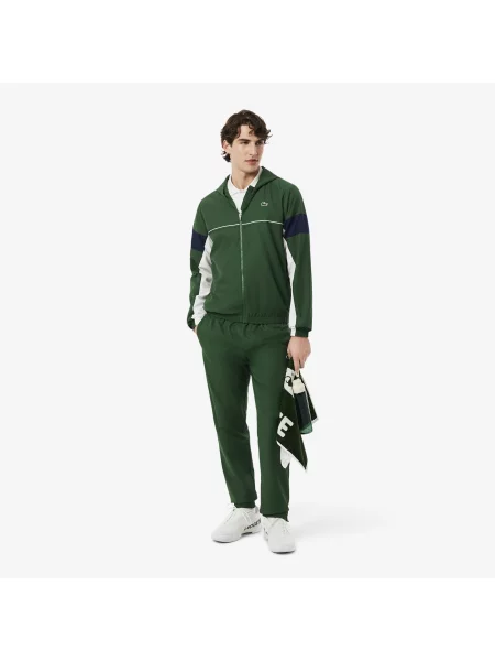 Lacoste Kurtka Z Kapturem Z Blokadą Koloru Regular Fit zielona