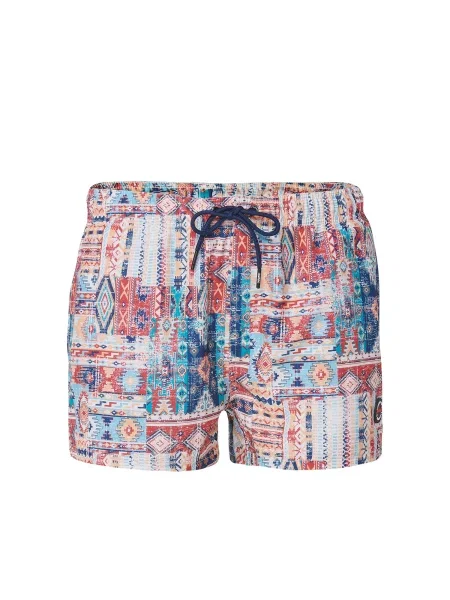 KOROSHI Șorturi de baie albastru deschis / portocaliu caisă / roșu alb