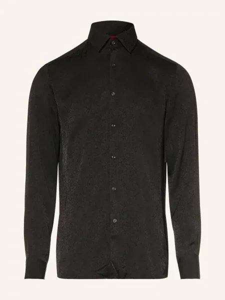 Hugo Saténová Košile Kenno Slim Fit černá