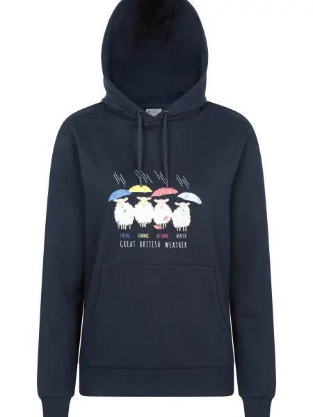 Great British Weather — bluza z kapturem o regularnym kroju Navy granatowa