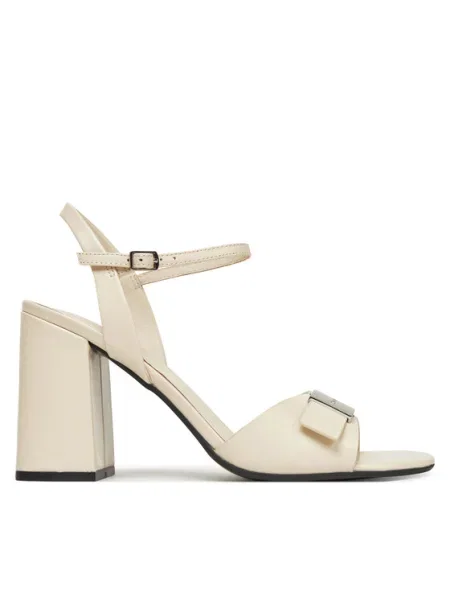 Сандали от набук Calvin Klein HEEL SANDAL 85 W/CK HW LTH бежово