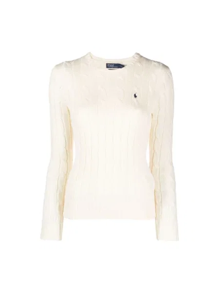 Polo Ralph Lauren Sweter Kobiety jednolity L beżowy