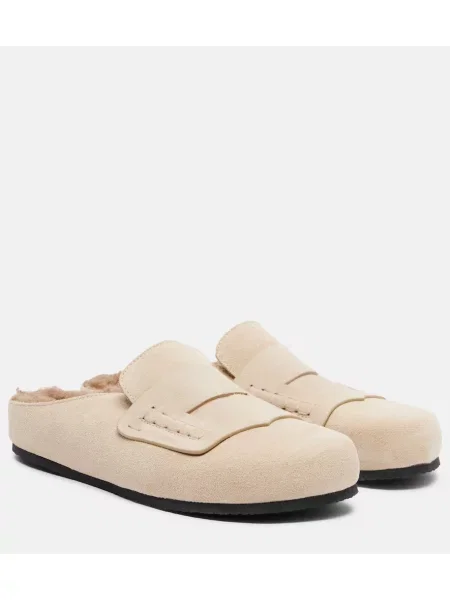 Papuci tip mules Jacquemus din piele de căprioară bej