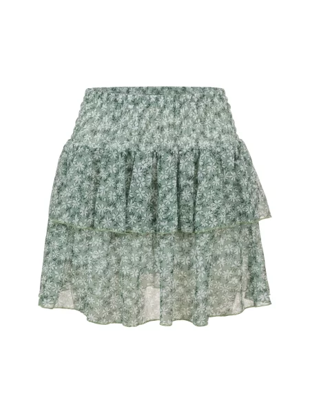 Fustă verde pin / verde pastel / murdar alb