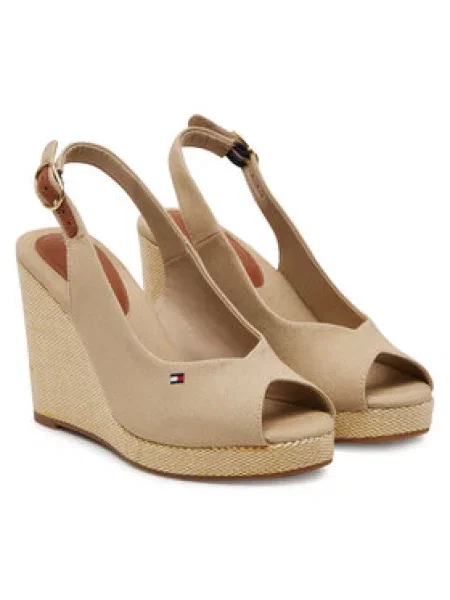 Tommy Hilfiger Espadrilky Flag High Wedge Espad Slingback béžová