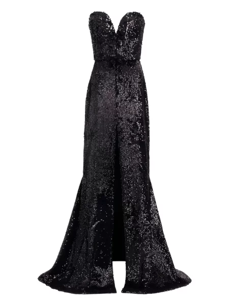 Rochie maxi Elie Saab cu paiete de costum negru
