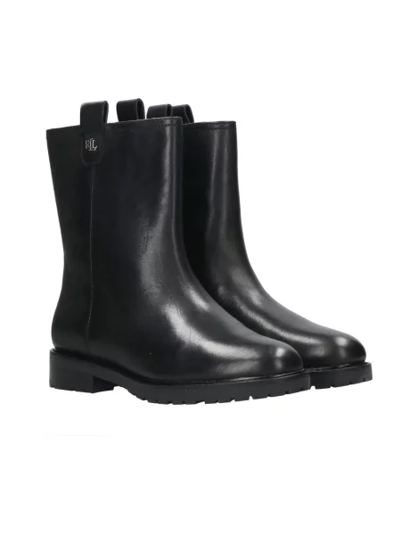 Botki Ralph Lauren skórzane wsuwane czarne