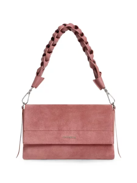 Geantă shopper Coccinelle țesută roz