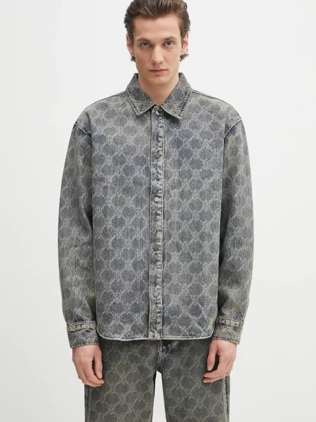 Daily Paper cămașă din Shield Laser Denim Shirt cu guler clasic relaxed albastru