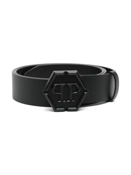 Pásek Philipp Plein s přezkou s autogramem černý