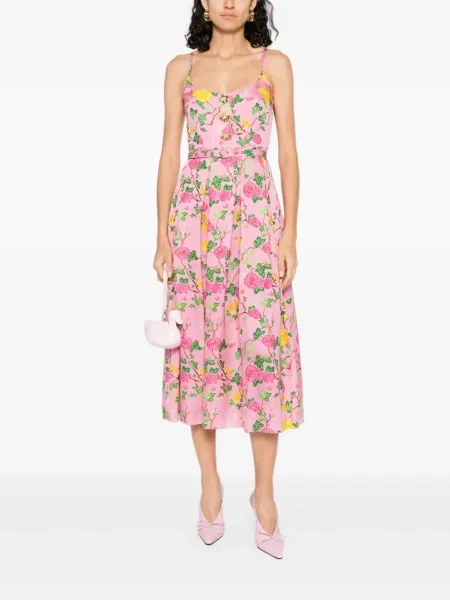 Rochie Nissa cu model floral cu imagine de costum roz