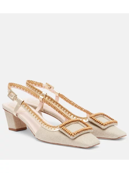 Полуотворени обувки Roger Vivier с отворена пета бежово