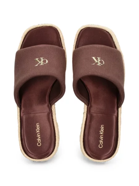 Espadrile Calvin Klein cu pană cu autograf maro