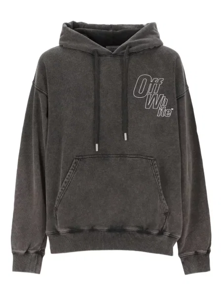 Hanorac cu glugă Off-white cu imagine cu cordon alb