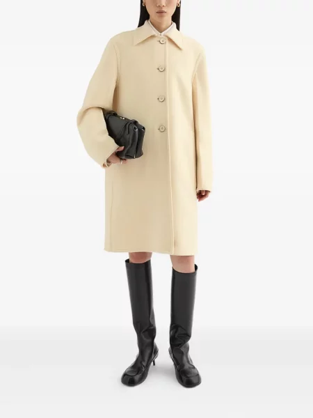 Palton Jil Sander de lână alb
