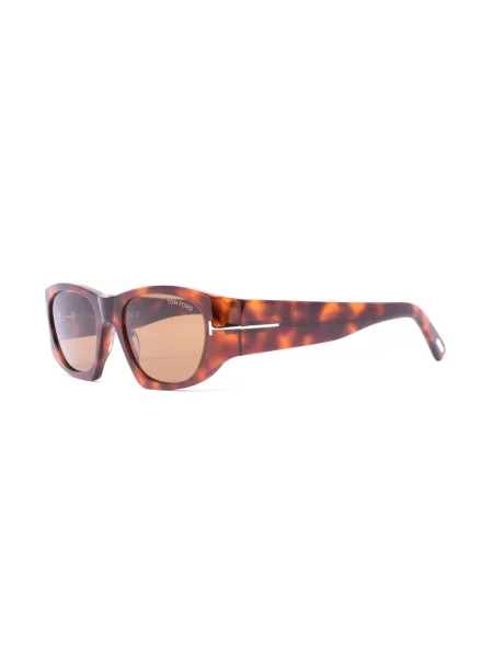 Raštuotos saulės akiniai Tom Ford Eyewear leopardinės ruda