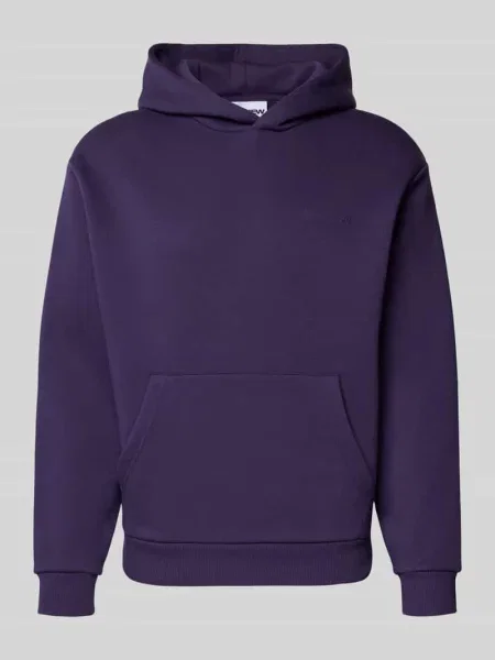 Bluza z kapturem z nadrukiem z logo Review fioletowa
