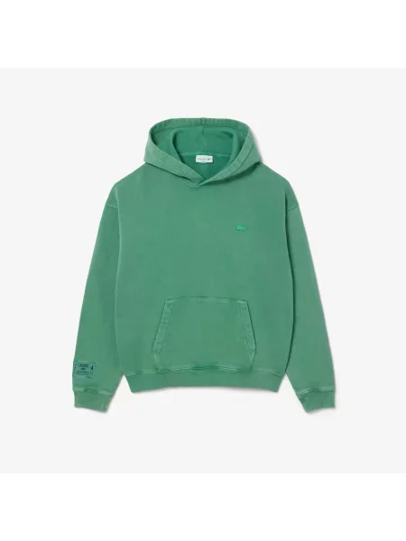 Lacoste Bluza Z Kapturem Z Efektem Sprania zielony