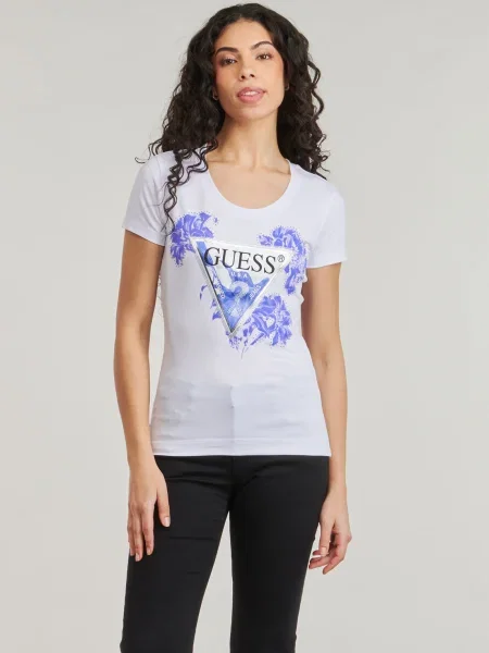 Virágos ruha Guess fehér