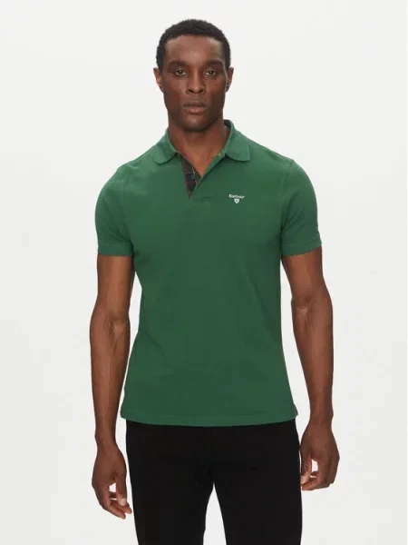 Клетчатое поло Barbour зеленое