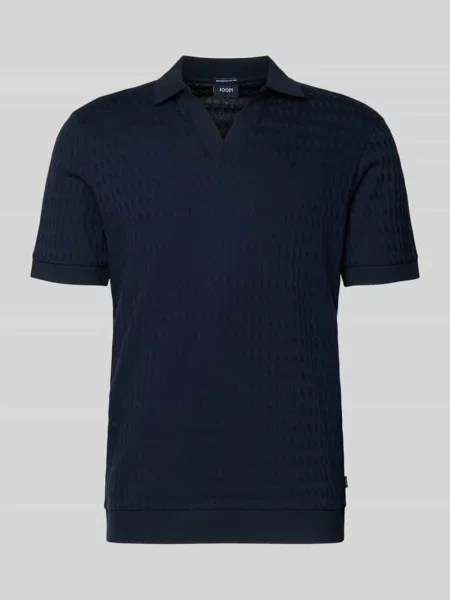 Koszulka polo z prążkowanymi wykończeniami model ‘Cleison’ Joop! Collection granatowe