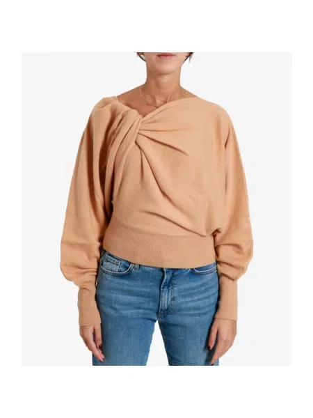 Sweter Alberta Ferretti wełniany wiązany brązowy