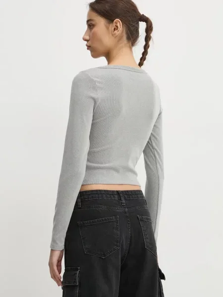 Tričko s dlouhým rukávem Hollister Co. šedá