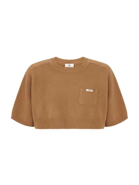 Sweter Elisabetta Franchi z kaszmiru brązowy