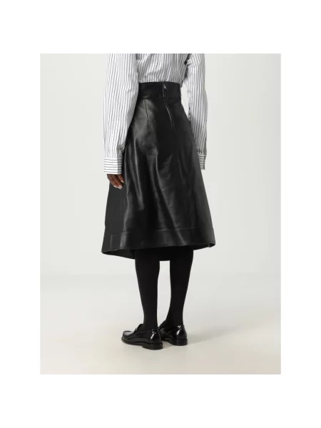 Spódnica skórzana Bottega Veneta w kształcie litery A czarna