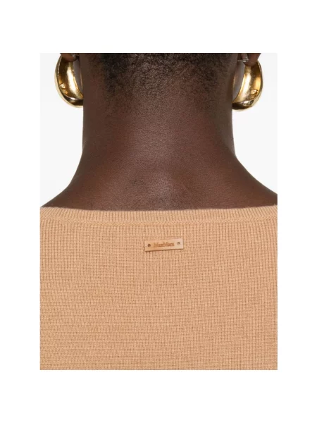 Sweter Max Mara z kołnierzem brązowy
