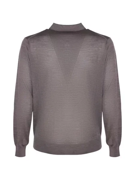 Lung tricou polo Kangra tricotate maro