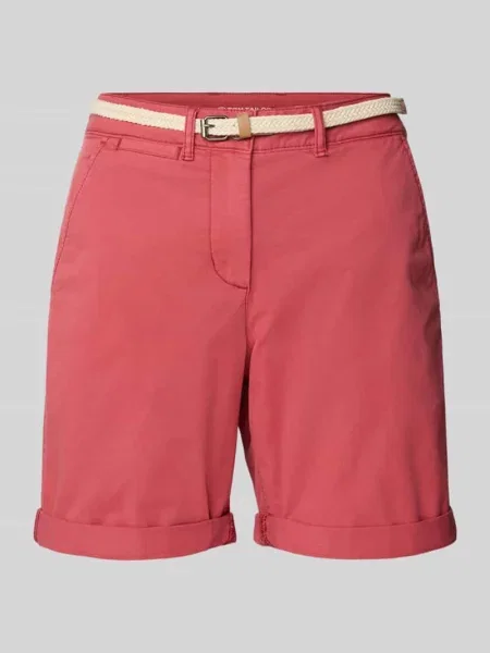 Szorty chinosy o kroju regular fit z mieszanki bawełny Tom Tailor czerwone