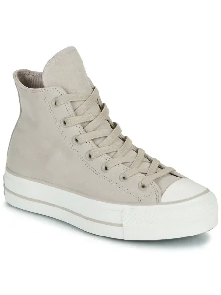 Semišové členkové topánky Converse na platforme béžová